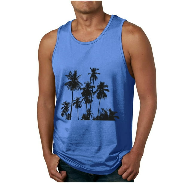 Camisetas de Tanque de los Hombres Tanque de los Hombres Incolor Gradiente de Impresión Cuello Redondo Correa Delgada Fuga Atrás Regular Casual Deportes Blusas de Tanque
