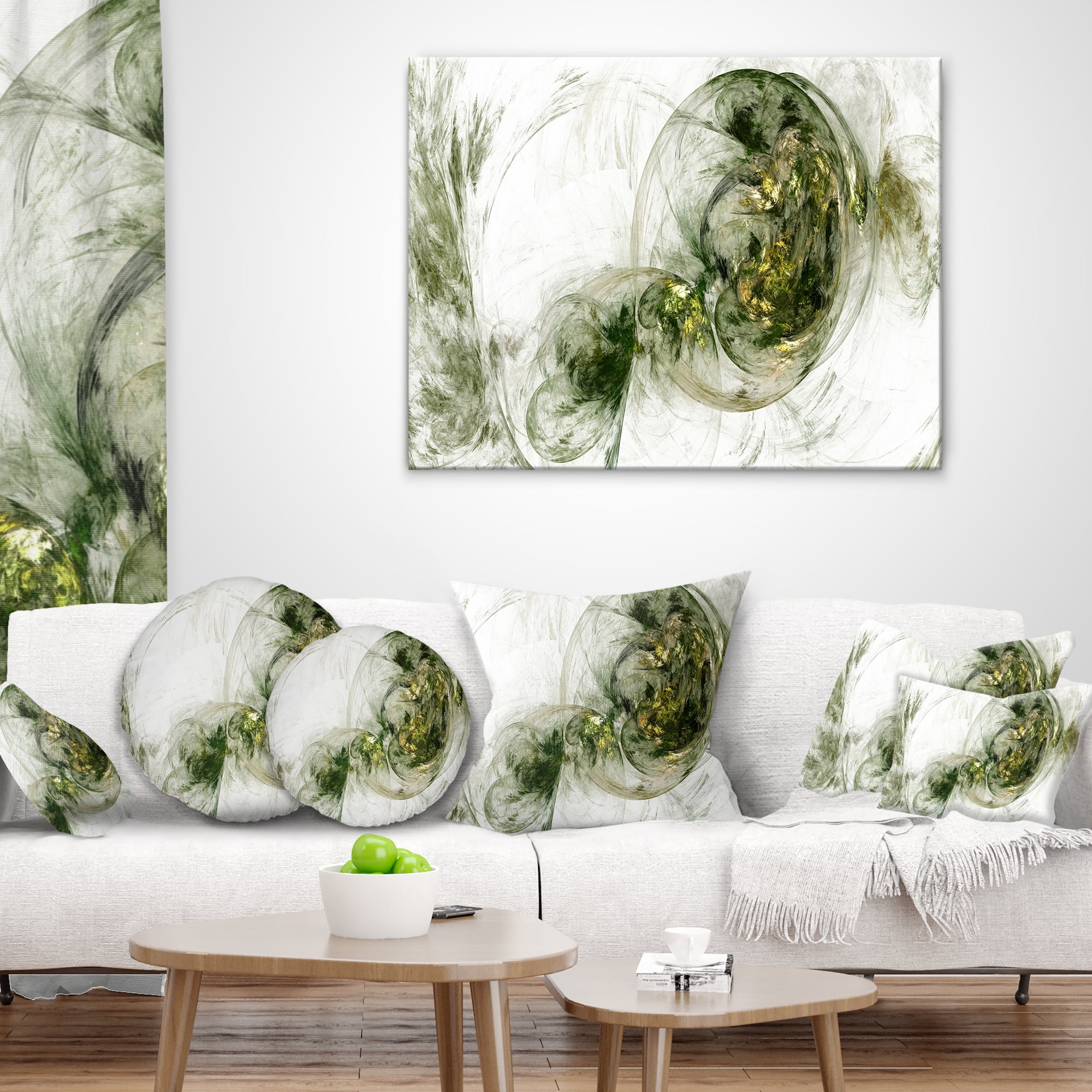 Designart Colored Smoke Green - Abstract Throw Pillow - 12x20