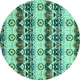 thumbnail image 1 of Ahgly Company Indoor Round Abstract Turquoise Blue Modern Area Rugs, 7' Round, 1 of 4