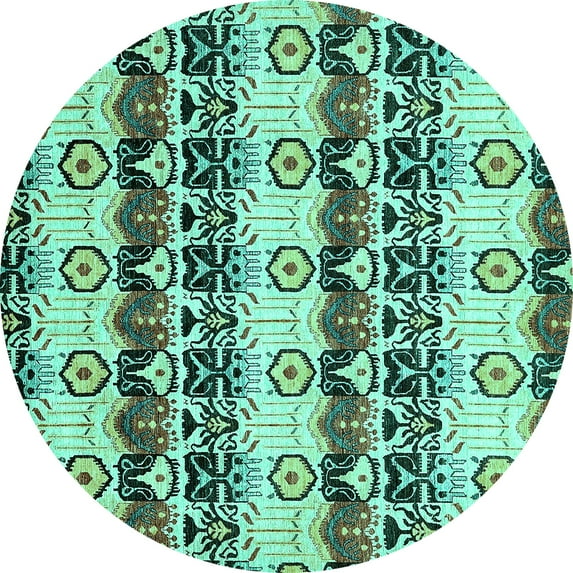 Ahgly Company Indoor Round Abstract Turquoise Blue Modern Area Rugs, 7' Round