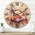 thumbnail image 2 of Designart 'Abstract Portrait of Pink Flamingo III' Farmhouse Wood Wall Clock, 2 of 5