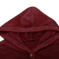 thumbnail image 7 of Dazajoo Womens Winter Fleece Jackets Long Sleeve Padded Warm Sherpa Lined Coats Solid Color Plush Fluffy Outerwear with Pockets,Wine,XXXL, 7 of 7