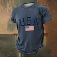 thumbnail image 2 of WEIWEN 4th of July Patriotic T-Shirts for Men S-6XL Summer Oversized USA Flag Short Sleeve Graphic Tees Casual Crewneck T Shirts Muscle Workout Tops Navy, XXXL, 2 of 3