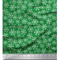 thumbnail image 1 of Soimoi Vert Poly Georgette Tissu Flocons de Neige Imprimé Floral 1 Yard 42 Inch Wide, 1 of 5