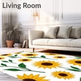 thumbnail image 2 of ODIKA 6'x9' Machine Washable Non-Slip Area Rug, Blooming Sunflower Garden Bath with Vibrant Petals Design High Traffic Rug, Yellow, 703414, 2 of 7