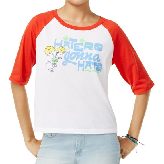 Nickelodeon Womens Haters Gonna Hate Basic T-Shirt, White, Juniors, Large