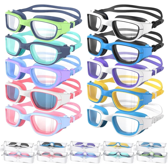 Kids Swim Goggles, Swimming Goggles for Kids 6-14, Anti-Fog UV Protection Pool Glasses for Boys Girls Children
