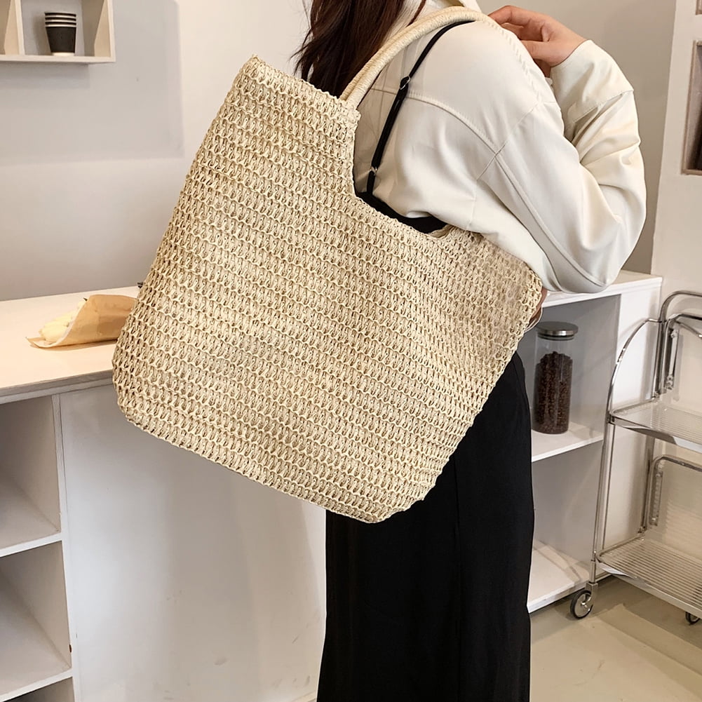 LAM GALLERY Straw Beach Tote Bag Woven Shoulder Handbag for Summer Vacation  Large Rattan Tote Bag for Beach