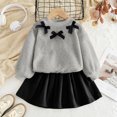 thumbnail image 4 of Mnyotv Spring Fall Clothes for Girls Long Sleeve Bow Tops and Skirts 2Pcs Sets Back to School Outfits Size 6Y, 4 of 6