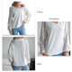 thumbnail image 5 of Top de retales con estampado de leopardo para mujer, Top de punto con cuello en V, puños ajustados, camisas de manga larga de punto, Blanco XL, 5 of 6