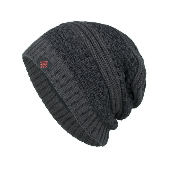 Gpaecead Winter Beanie for Men, Fleece Lined Beanie Soft Warm Knit Hat Ski Stocking Cap Free Size Dark Gray
