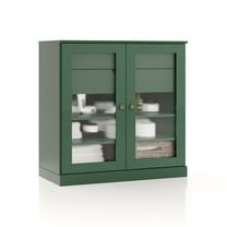 100% Solid Wood 32" Bathroom Cabinet with Frosted Glass Doors, 2-Drawers and Adjustable Shelves