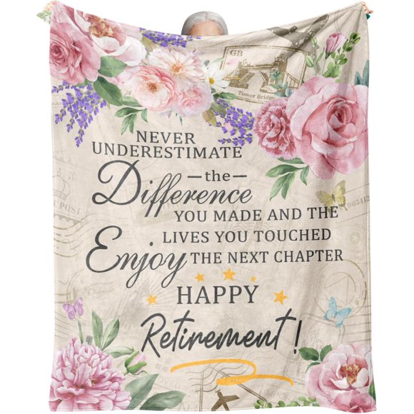 Retirement Gift for Woman, Retirement Blanket for Women/Men, Farewell Gifts for Coworkers, Going Away Goodbye Merch for Mom Grandma Throws Blankets 50"x40"inch