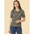 thumbnail image 4 of INSPIRE CHIC Blusa De Manga Corta Con Volantes Y Cuello Peter Pan Floral Para Mujer Negro XS, 4 of 4