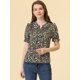 thumbnail image 4 of INSPIRE CHIC Blusa De Manga Corta Con Volantes Y Cuello Peter Pan Floral Para Mujer Negro S, 4 of 4