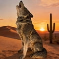 thumbnail image 2 of 29.72" Simulated Howling Wolf Garden Statue, Outdoor Sculpture, Animal Decor for Yard Porch Entryway Patio Living Room,Gray, 2 of 8