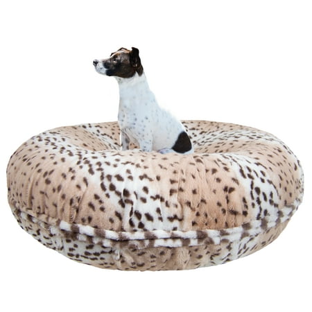 UPC: 0616043419817 | Bessie and Barnie Signature Aspen Snow Leopard Extra Plush Faux Fur Bagel Pet/ Dog Bed