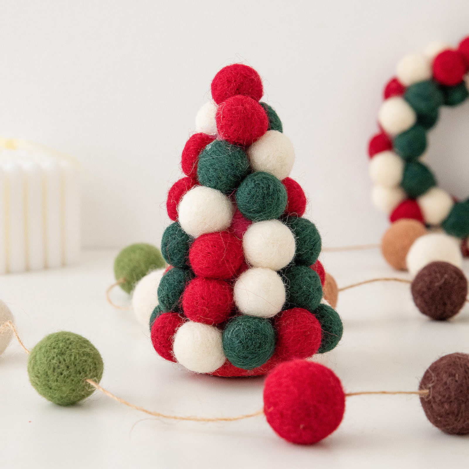 ZPAQI 36 Pcs Felt Balls for Christmas Garland Christmas Tree Decorations  DIY Crafts Jewelry Making 1.18'' Christmas Felt Balls 