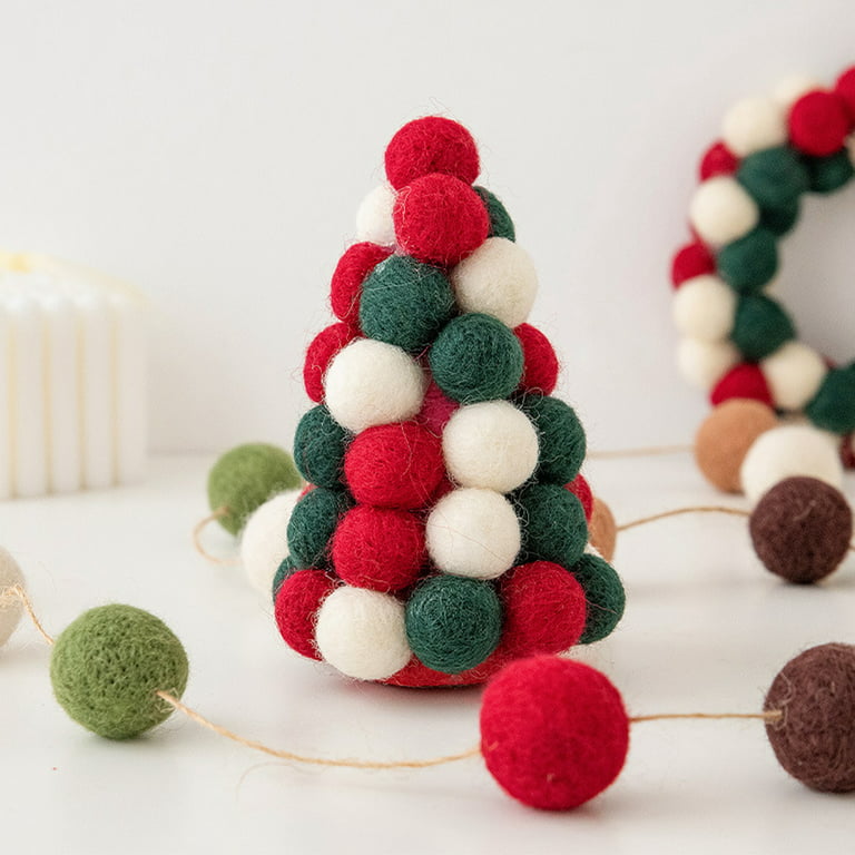 Classic Christmas Pom Palette // Felt Pom-poms // Multi Colored Felt Balls,  DIY Garland Kit, Rainbow Crafts, Wool Beads, Decor 