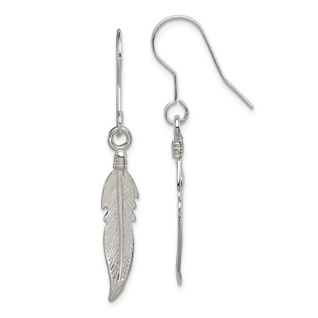 925 Sterling Silver Feather Earrings Drop Dangle Outdoor Nature