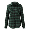 thumbnail image 6 of felwors Womens Button Down Flannel Shirts Long Sleeve Plaid Blouses Lightweight Business Dressy Casual Top with Pockets Green, S, 6 of 6