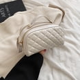thumbnail image 3 of Bolsas de maquillaje de PU Caja de maquillaje de rejilla de diamante portátil para viajes femeninos (Blanco M) Ndcxsfigh Cuidado Belleza, 3 of 8