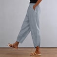 thumbnail image 2 of Gkeoshab Womens Sweatpants Linen Relaxed Fit V-Hem Cropped Pants Casual narrow Leg Ankle Pants with Elastic Waistband Light Ashy, 2 of 9