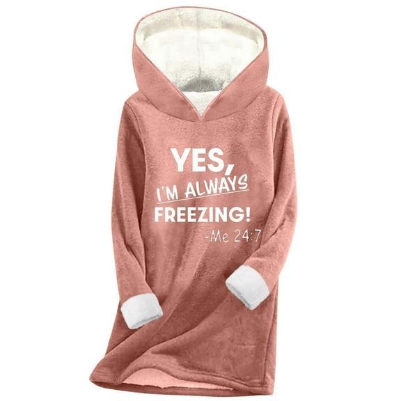 Mgmyaa Women's Fleece Hooded Sweatshirt Winter Warm Pullover Long Sleeve Casual Tops Thickened Fashion Fall Blouse