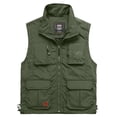 thumbnail image 1 of UKAP Gilet de Pêche Sans Manches pour Hommes Veste Extérieure Coupe Régulière Cargo de Vacances Vert Armée 2TG, 1 of 2