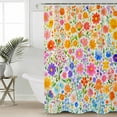 thumbnail image 2 of Extra Long Shower Curtain 72x84 Inch, Spring Floral Shower Curtain Waterproof Bathroom Decor Pastoral Colorful Botanical Summer Fabric Bath Curtain Set Accessories with Hooks, 2 of 6
