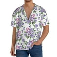 thumbnail image 3 of Xecao offers the Violets Flowers for Men's Casual Short-sleeved Shirt, a button-up collared shirt with a pocket, perfect for beach vacations and yacht travel in the XX-Large size., 3 of 7
