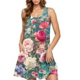 thumbnail image 3 of Amzcrzy Women's Casual A-Line Dress with Pockets Summer Beach Floral Tshirt Dress Short Sleeve Mini Dress Flowy Sundresses S-2XL, 3 of 4