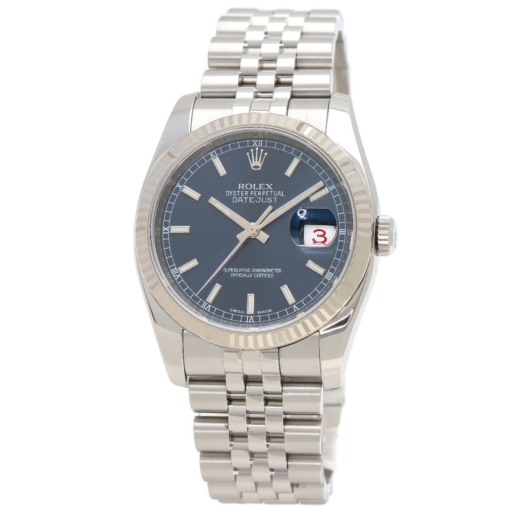 Pre-Owned Rolex 116234 Datejust Watch Stainless Steel SS K18WG Men's ROLEX (Good)