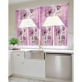 thumbnail image 4 of Pink Floral Kitchen Curtains Swag Valance and Tier Curtains Set 24 Inch Length, Vintage Botanical Gradient Pastel Painting Rod Pocket Drape Panels Pair Swag Curtains for Bathroom/Cafe/Window, 4 of 6