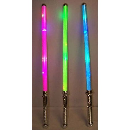 2 LIGHT UP NEON GLITTER SABER SWORDS space lite toys