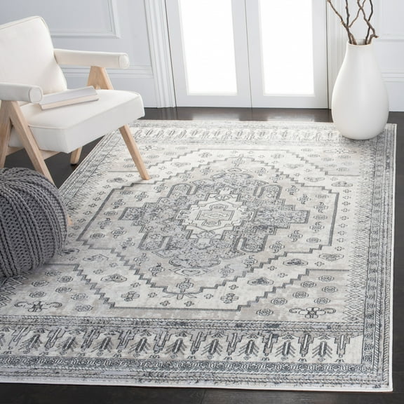 SAFAVIEH Carnegie Stojan Tribal Area Rug, Ivory/Gray, 5'1" x 7'6"