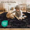 thumbnail image 4 of ODIKA 8'x10' Washable Area Rug Non-Shedding, Easy Care, Gothic Romantic Bat Plant Motif Scattered Halloween Flowers Purple for King Size Bedroom Under Bed, Master Suite, 4 of 7