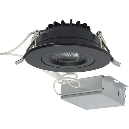 4 Inch Downlight - 12 watt LED Direct Wire Downlight Gimbaled 4 inch 3000K 120 volt Dimmable Round Remote Driver Black