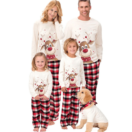 

Fanvereka Family Matching Pajamas Christmas Jammies Clothes Cotton Holiday Sleepwear Sets Long Sleeve Pjs