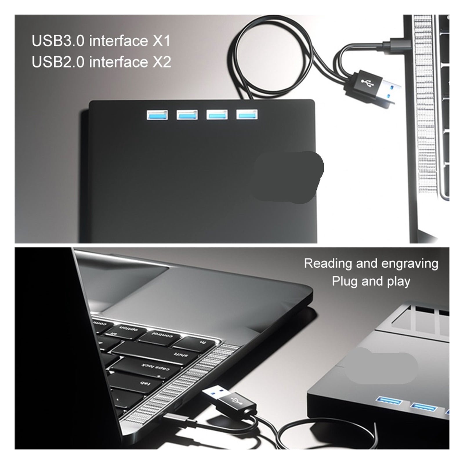 7-in-1 USB 3.0 Type C External CD DVD Player Burner Reader with SD/TF Port Portable Optical Disc Drive