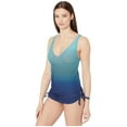 thumbnail image 2 of Tyr Fishnet V-Neck Sheath Swimsuit Turquoise Size 8, 2 of 2
