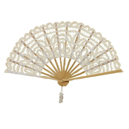

Vintage Lady Handmade Lace Hand Fan Bridal Wedding Party Decoration Lvory
