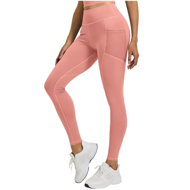 Miqool Womens High Waist Ankle Yoga Leggings Workout Tummy Control Soft Bike Pants with Two Pockets
