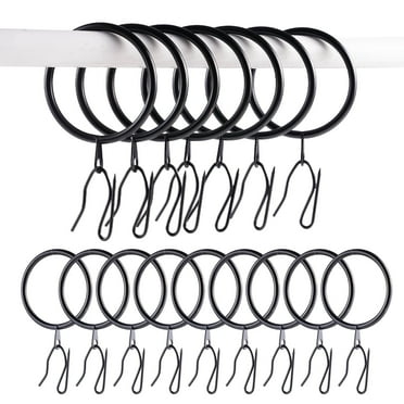 Lumikrypt 60 Pieces Metal Drapery Curtain Rings, 1.77 Inch Curtain Hanging Rings with Drapery Pin Hooks, Rustproof Metal Drapery Rings for Drapes Window Door Shower Bathroom