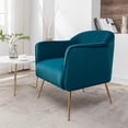 thumbnail image 3 of US Pride Furniture Contemporary 28'' Wide Velvet Accent Chairs for Living Room Bedroom and Entryway Modern Armchair with Sleek Metal Legs, Greenish Blue, 3 of 4