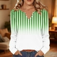 thumbnail image 6 of NuoCaiYun Womens Fashion Stripe Printed Pullover Winter V-Neck Open Button Long Sleeve Tops Polyester Spandex, 6 of 6
