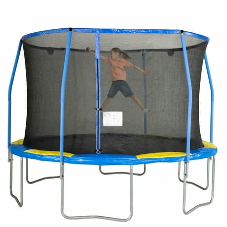 Bounce Pro 12-Foot Trampoline, with Enclosure and Electronic Shooter Game, Blue/Yellow - Walmart.com