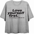 thumbnail image 4 of "Love Yourself First" Women's Heather Gray Crew Neck Short Sleeve Top-Medium, 4 of 6