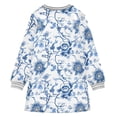 thumbnail image 2 of Blue White Flowers Girls'long-sleeved dress Thickened A-dress Warm Dress Basic Shirt Party Dresses, 2 of 7