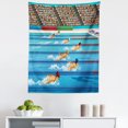 thumbnail image 1 of Cartoon Tapestry, Illustration of Swimmers During Swimming Competition Sports Theme Cartoon Art, Fabric Wall Hanging Decor for Bedroom Living Room Dorm, 5 Sizes, Blue Beige Red, by Ambesonne, 1 of 1